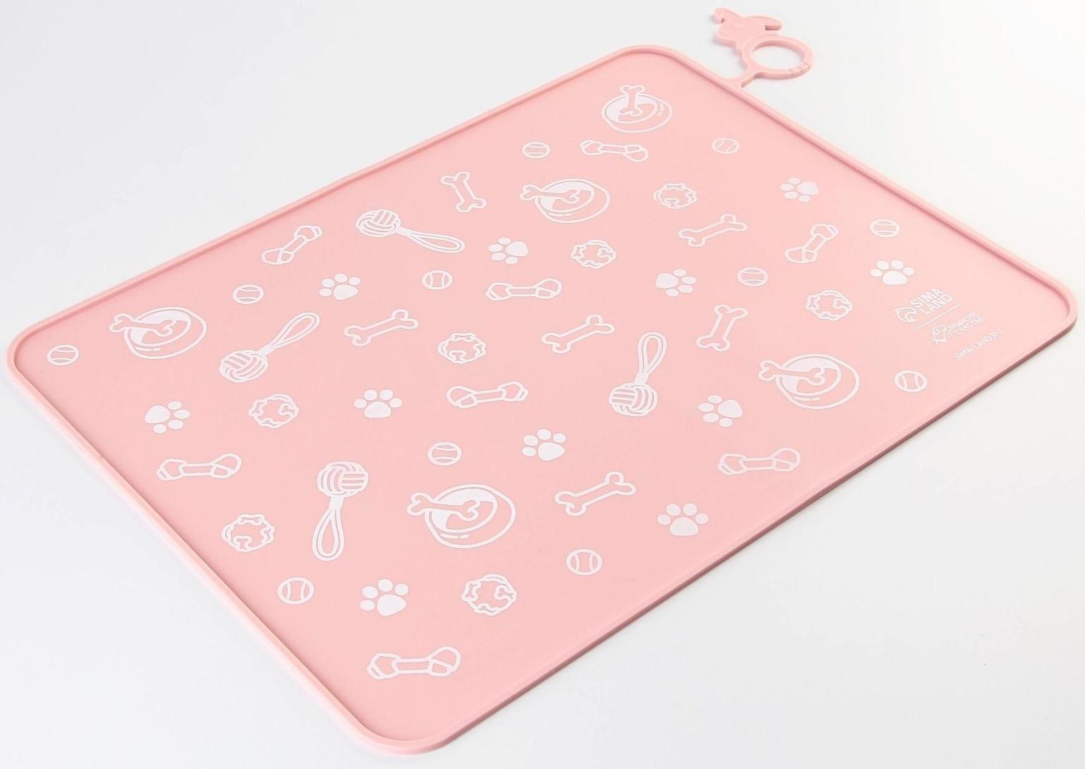 Коврик силиконовый под миску «Паттерн», 30х40 см, розовый