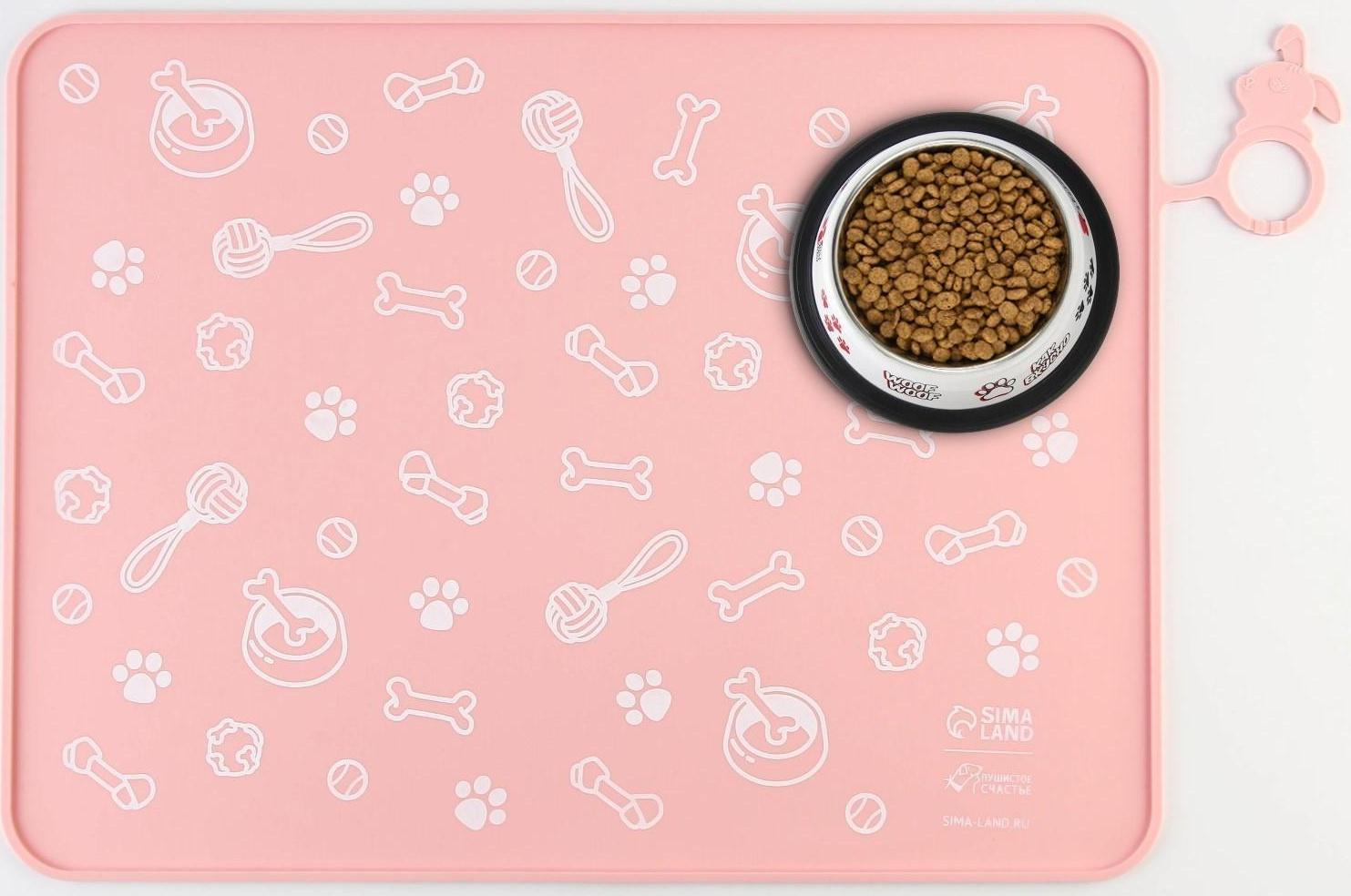 Коврик силиконовый под миску «Паттерн», 30х40 см, розовый