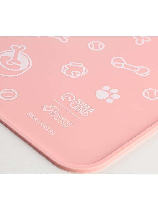 Коврик силиконовый под миску «Паттерн», 30х40 см, розовый