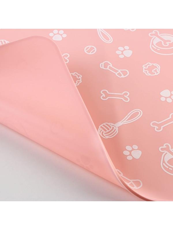 Коврик силиконовый под миску «Паттерн», 30х40 см, розовый