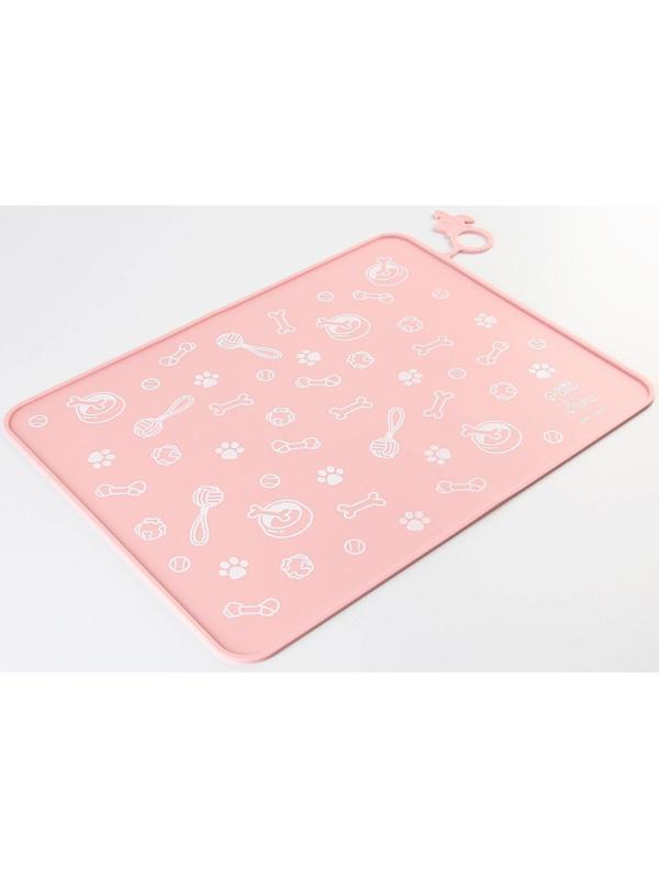 Коврик силиконовый под миску «Паттерн», 30х40 см, розовый
