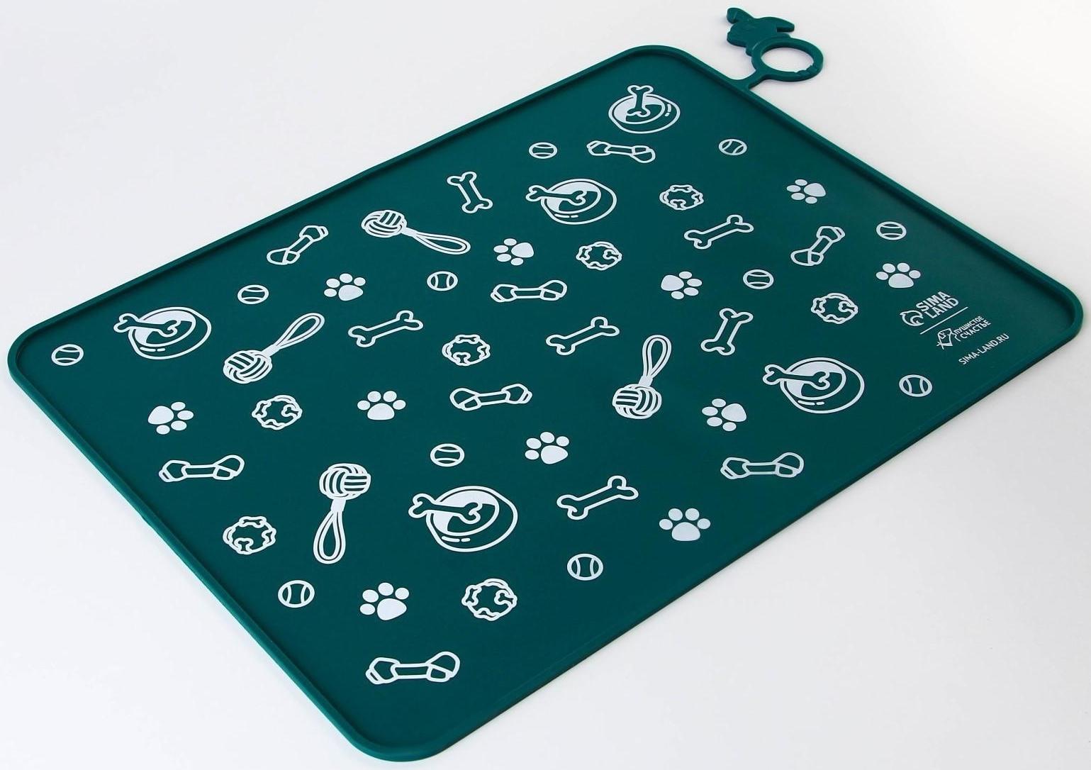 Коврик силиконовый под миску «Паттерн», 30х40 см, зеленый