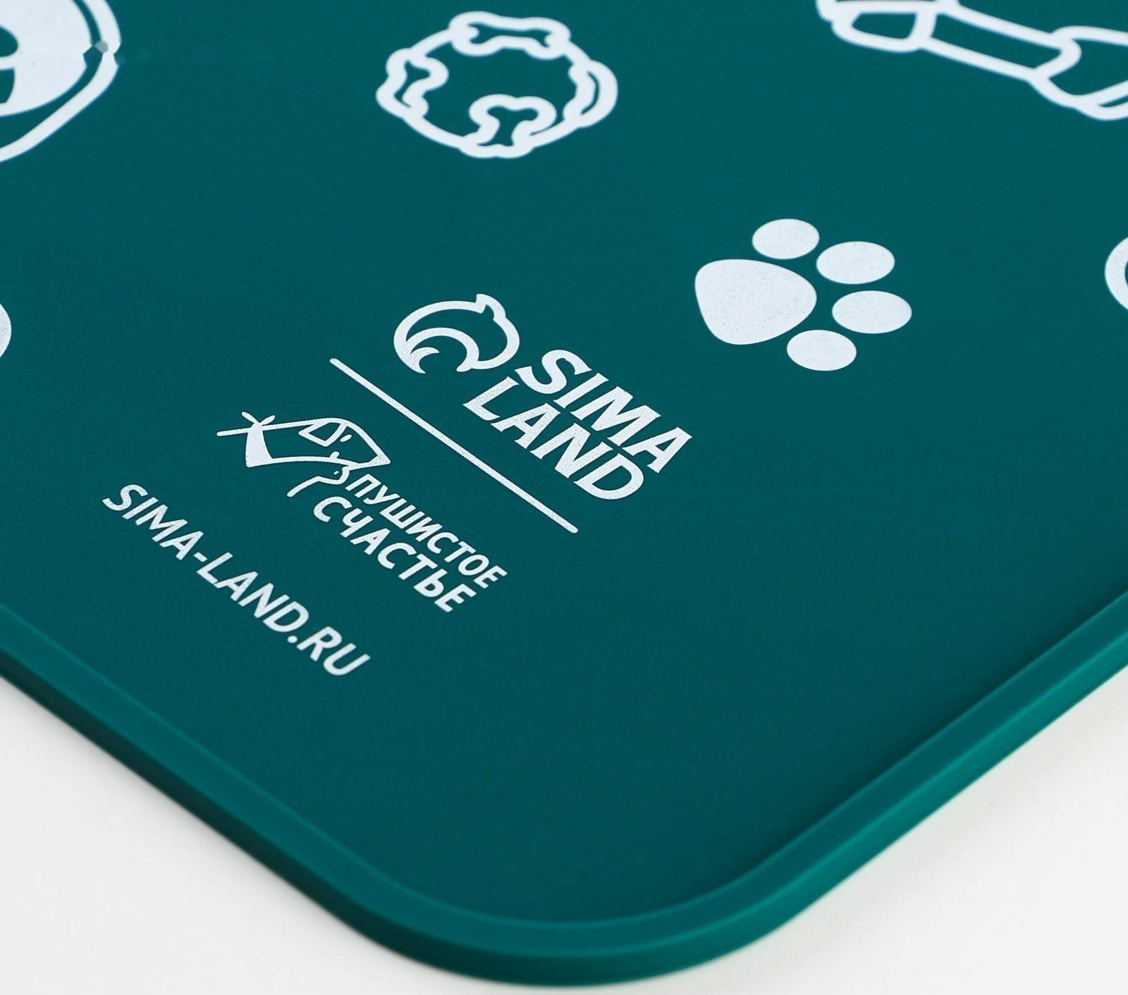 Коврик силиконовый под миску «Паттерн», 30х40 см, зеленый