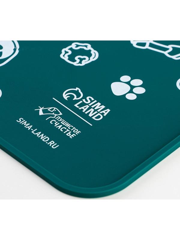 Коврик силиконовый под миску «Паттерн», 30х40 см, зеленый