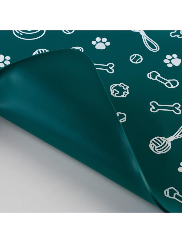 Коврик силиконовый под миску «Паттерн», 30х40 см, зеленый