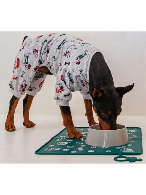 Коврик силиконовый под миску «Паттерн», 30х40 см, зеленый