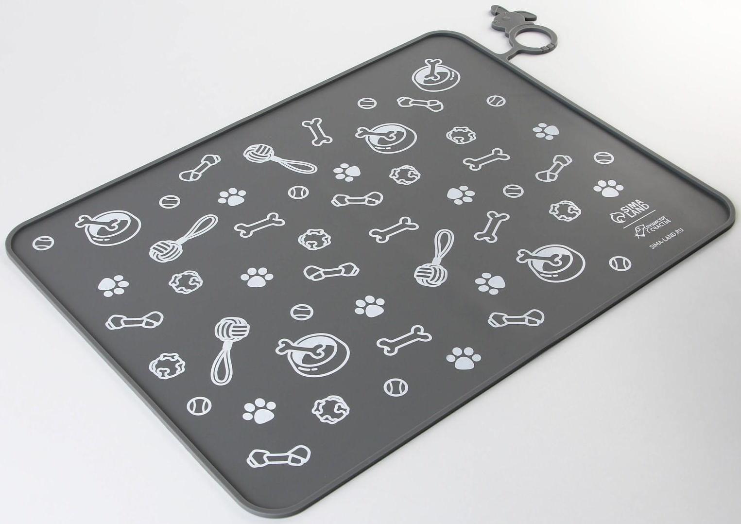 Коврик силиконовый под миску «Паттерн», 30х40 см, серый