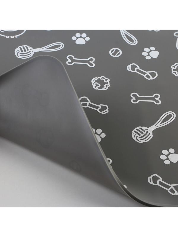 Коврик силиконовый под миску «Паттерн», 30х40 см, серый