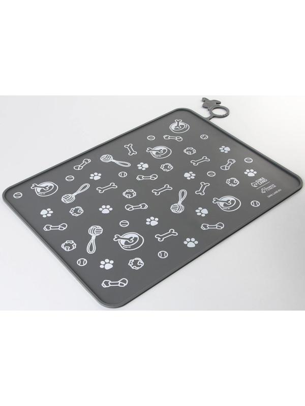 Коврик силиконовый под миску «Паттерн», 30х40 см, серый