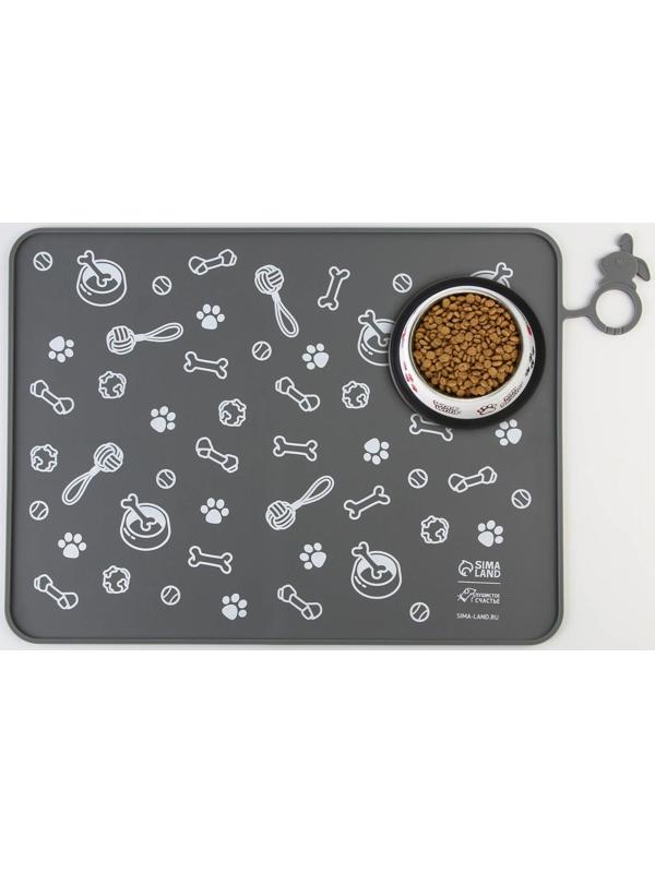 Коврик силиконовый под миску «Паттерн», 30х40 см, серый