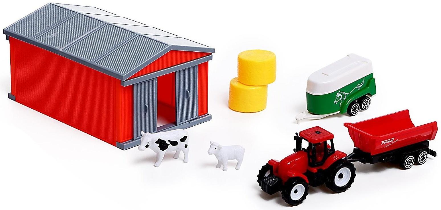 Игровой набор «Ферма», трактор, сарай и животные, МИКС