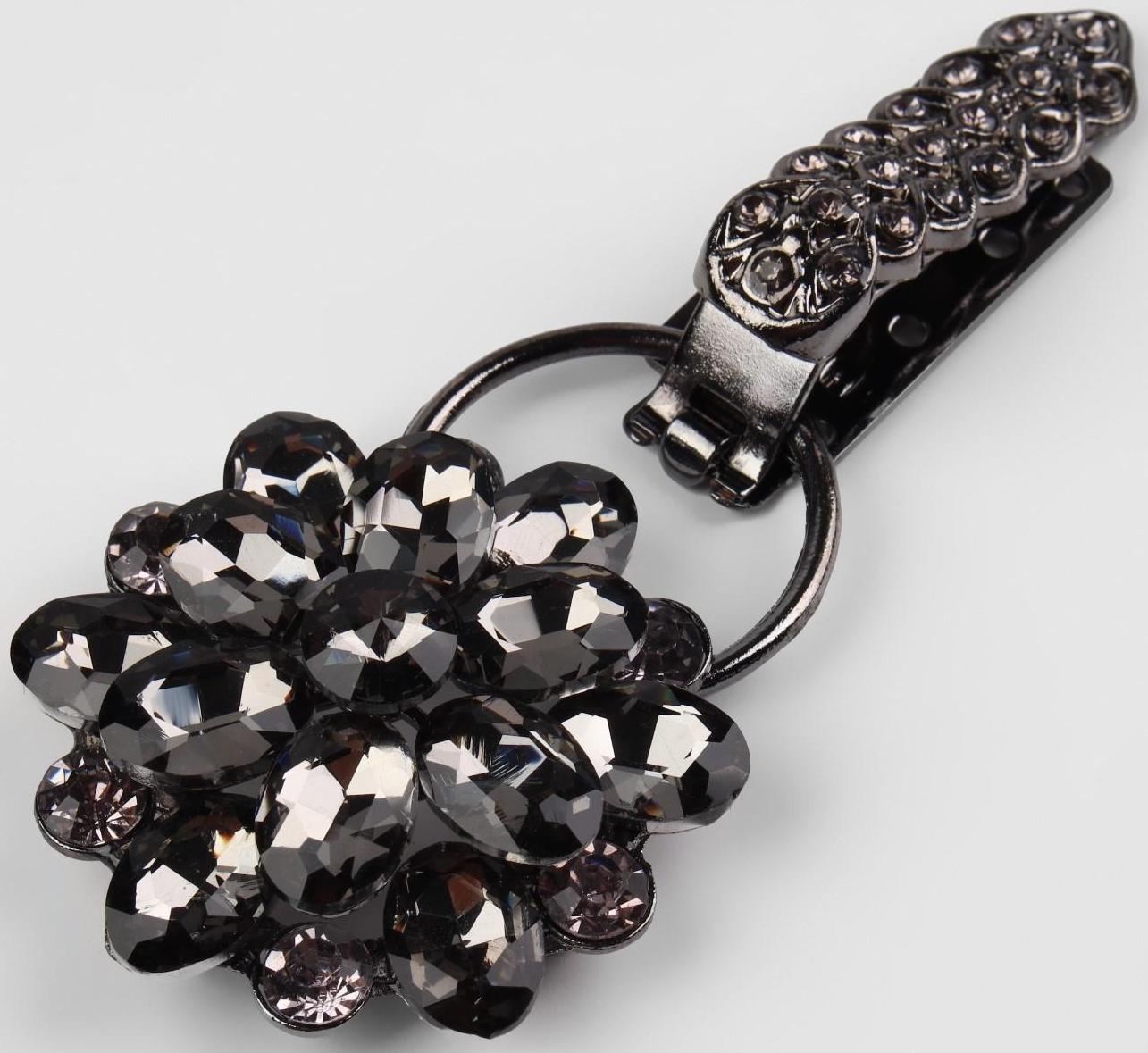 Декоративная застёжка «Стеклянный цветок», 10,5 × 5 см, цвет чёрный