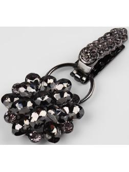 Декоративная застёжка «Стеклянный цветок», 10,5 × 5 см, цвет чёрный