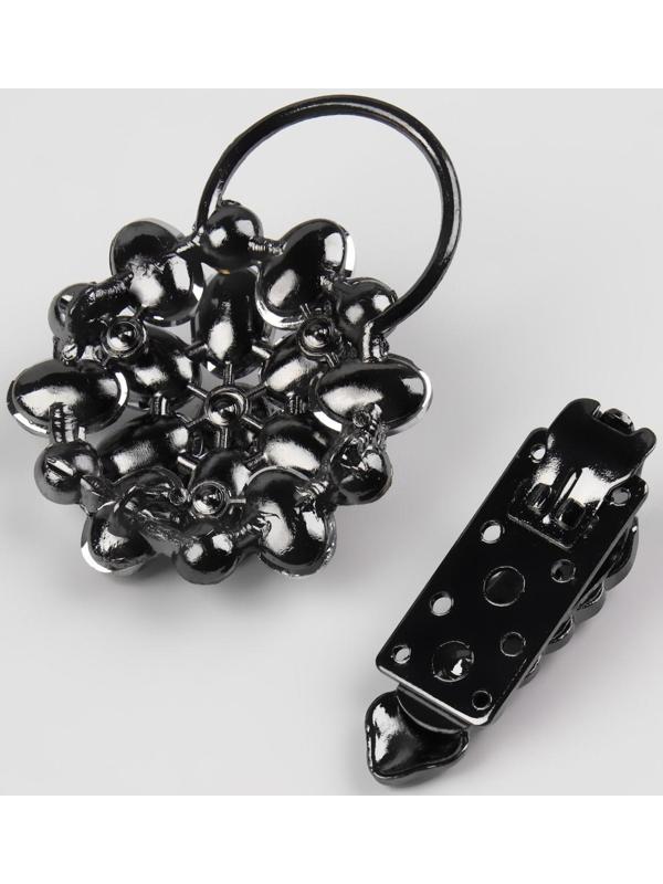 Декоративная застёжка «Стеклянный цветок», 10,5 × 5 см, цвет чёрный