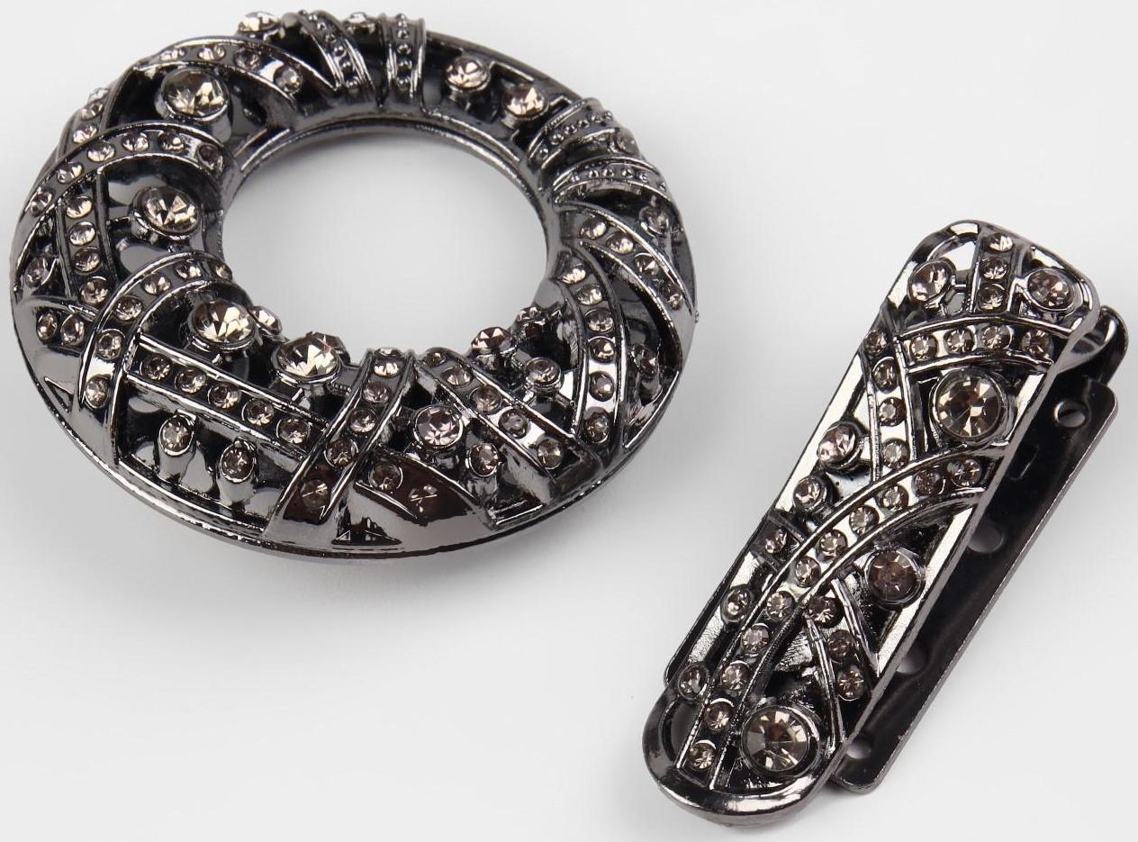 Декоративная застёжка, 7,5 × 4,5 см, цвет чёрный