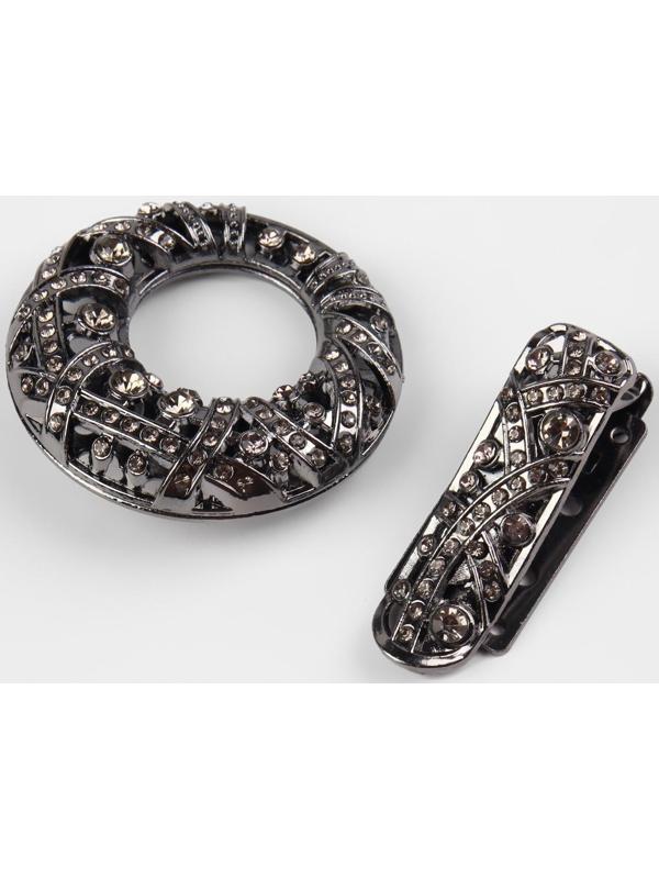 Декоративная застёжка, 7,5 × 4,5 см, цвет чёрный