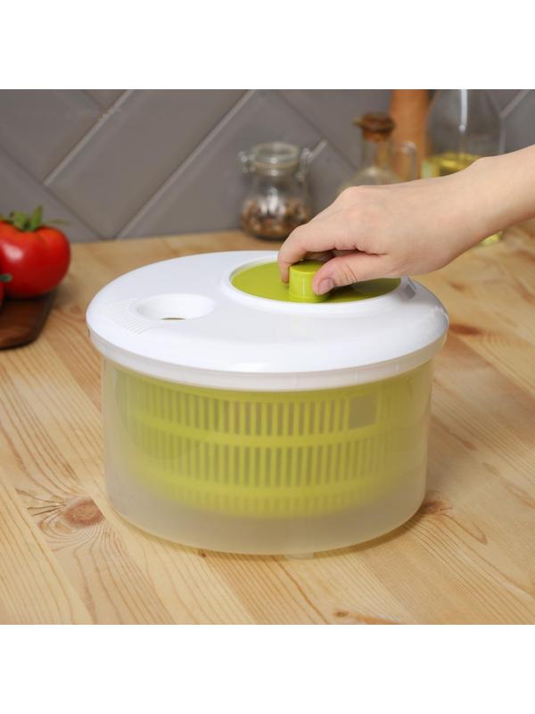 Центрифуга для сушки зелени Доляна Fresh cook, 3,7 л, пластик, цвет бело-зелёный