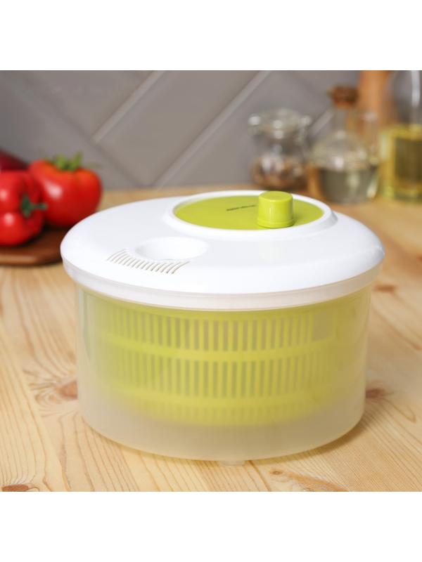 Центрифуга для сушки зелени Доляна Fresh cook, 3,7 л, пластик, цвет бело-зелёный