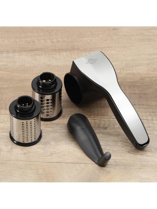 Тёрка барабанного типа Magistro Vegan Pro, 2 сменных насадки, цвет чёрный