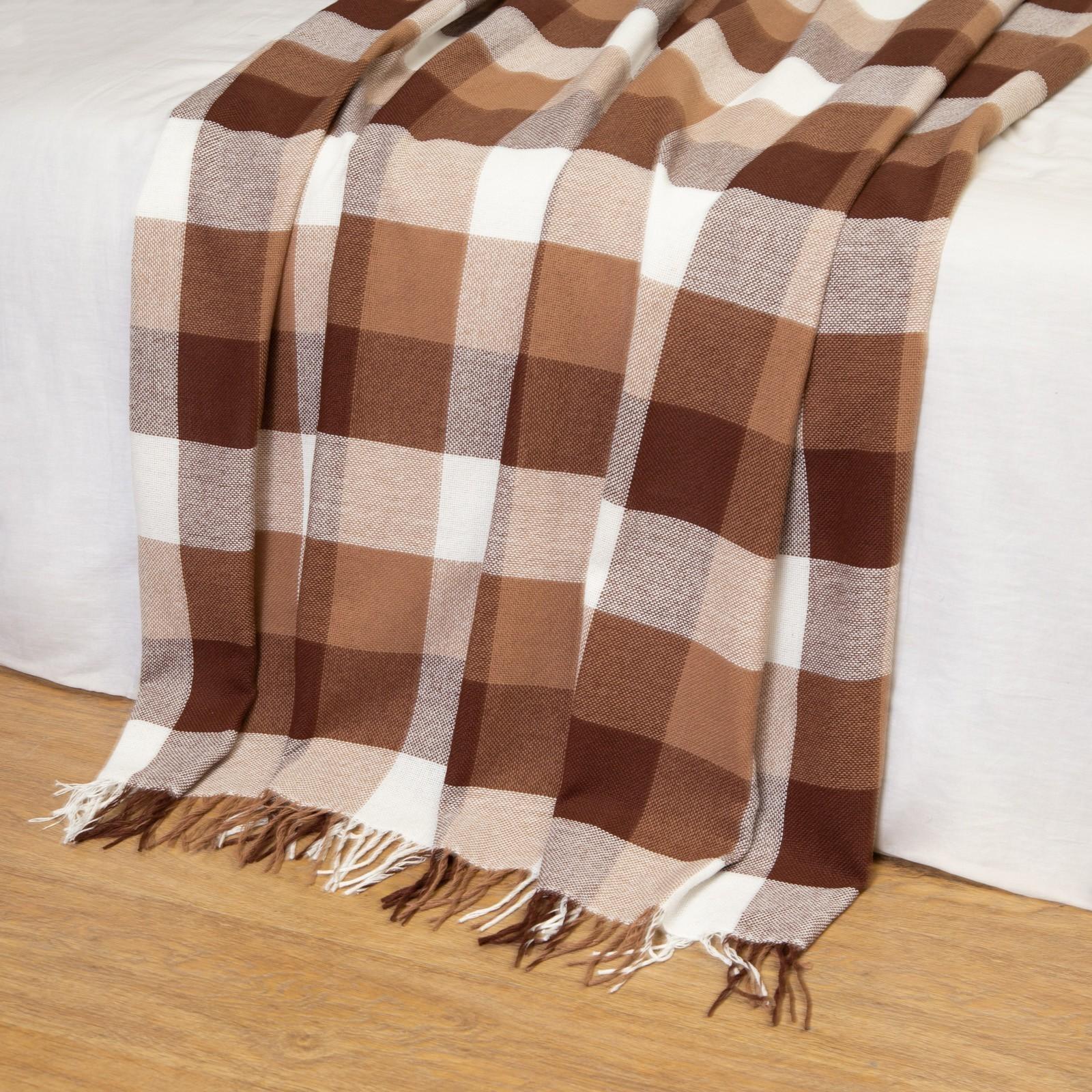 Плед Пикник 140х200см, белый/бежевый/коричневый, хлопок 20%, пан 40%, полиэстер 40%