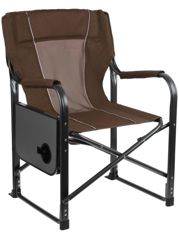 Кресло туристическое, стол с подстаканником, р. 63 х 47 х 94 см, цвет коричневый