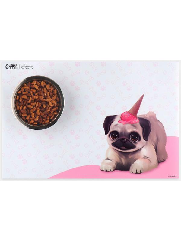 Коврик под миску «Мопс», 43х28см