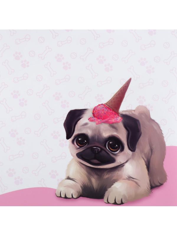 Коврик под миску «Мопс», 43х28см