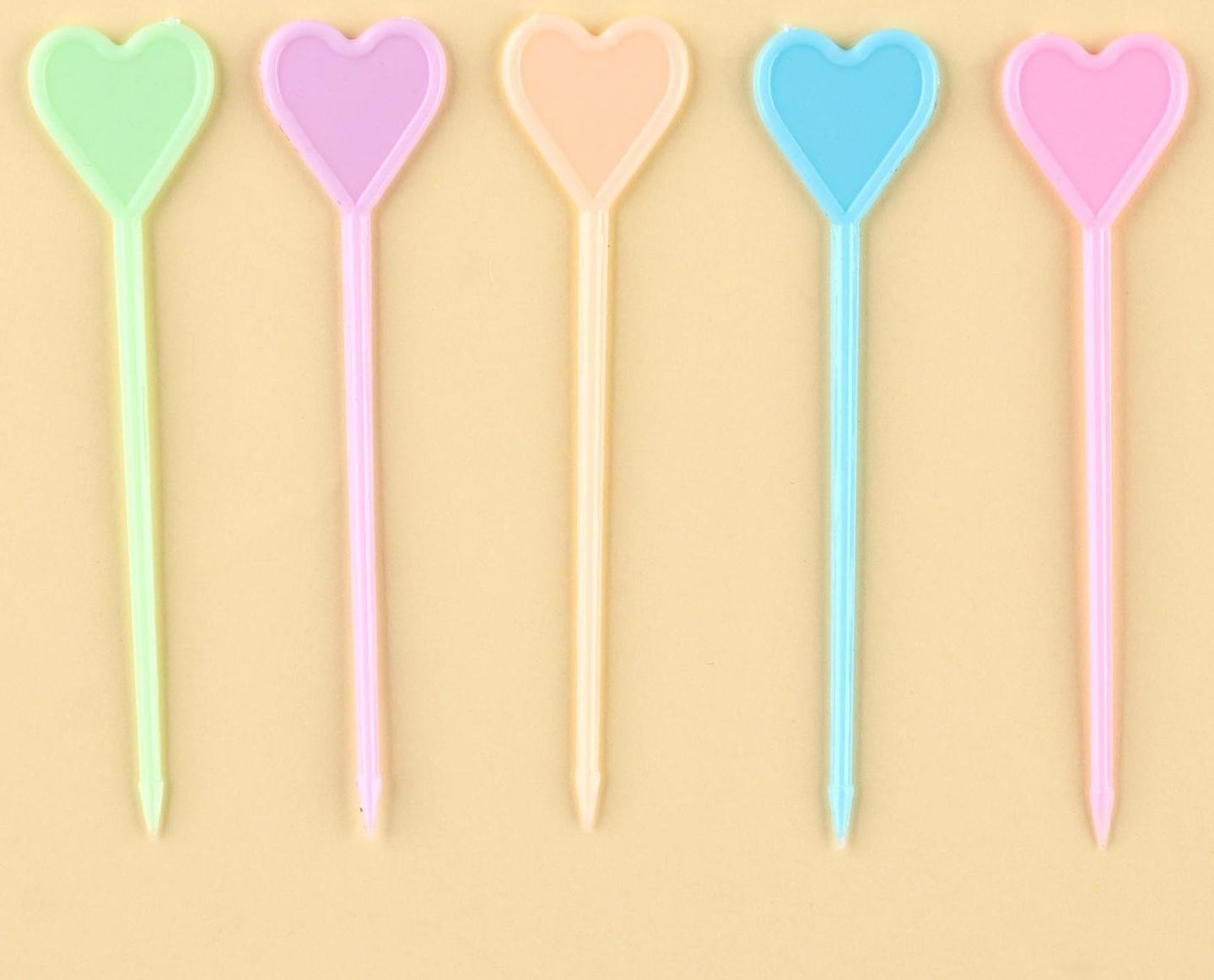 Шпажки «Сердце», в наборе 50 штук, цвета МИКС