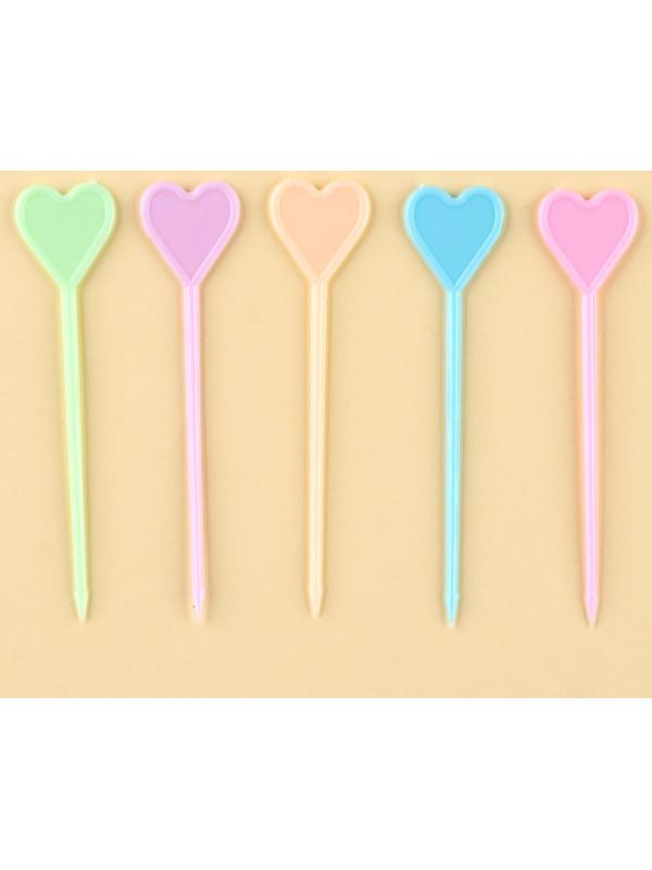 Шпажки «Сердце», в наборе 50 штук, цвета МИКС