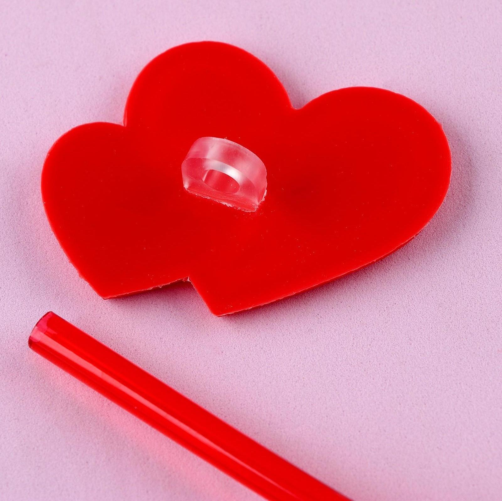 Трубочки для коктейля пластиковые «Сердца», в наборе 4 штуки