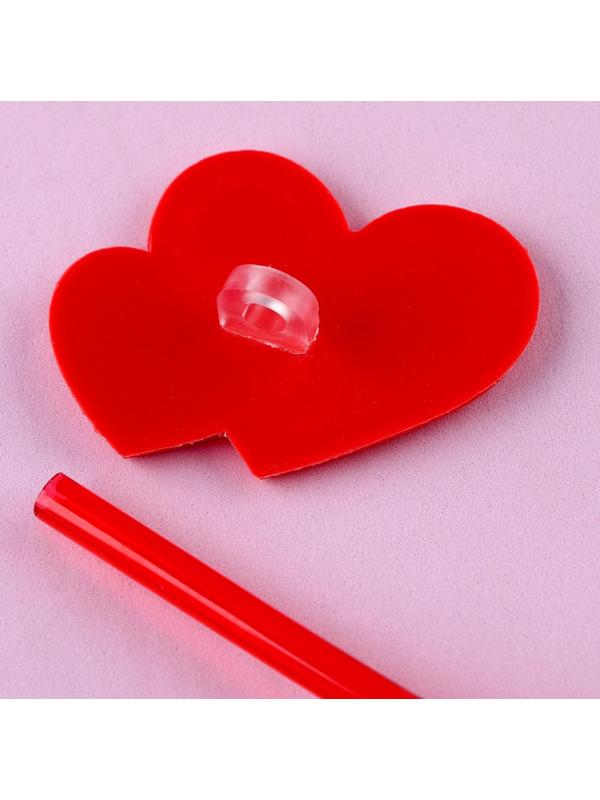 Трубочки для коктейля пластиковые «Сердца», в наборе 4 штуки