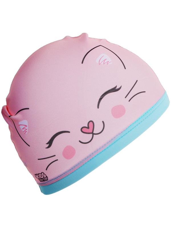 Шапочка для плавания детская «Котик», тканевая, обхват 46-52 см