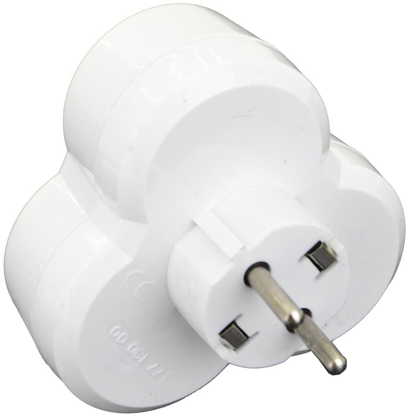 Разветвитель AY-KA на 3 розетки круглый с/з белый