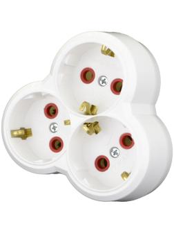 Разветвитель AY-KA на 3 розетки круглый с/з белый