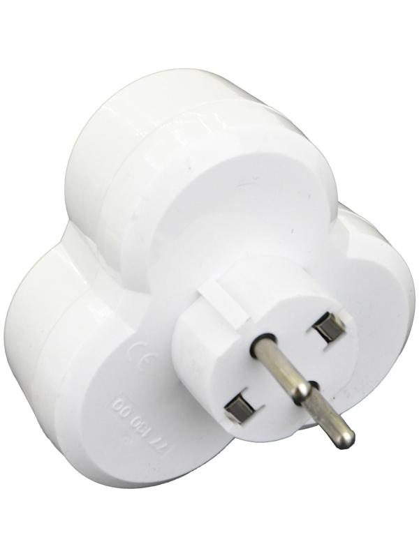 Разветвитель AY-KA на 3 розетки круглый с/з белый