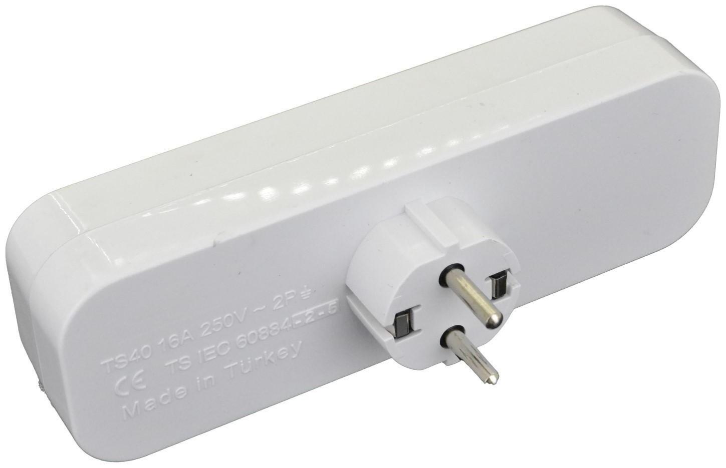 Разветвитель AY-KA на 3 розетки прямой с выключателем с/з белый