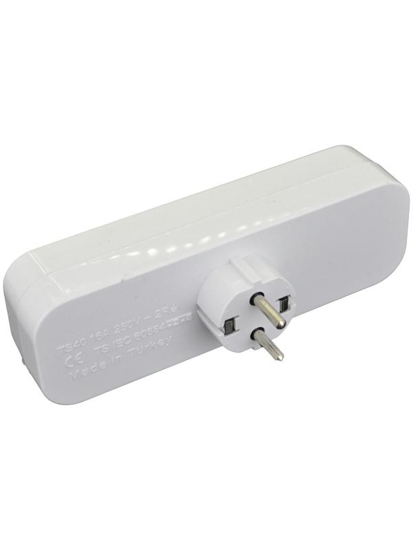 Разветвитель AY-KA на 3 розетки прямой с выключателем с/з белый