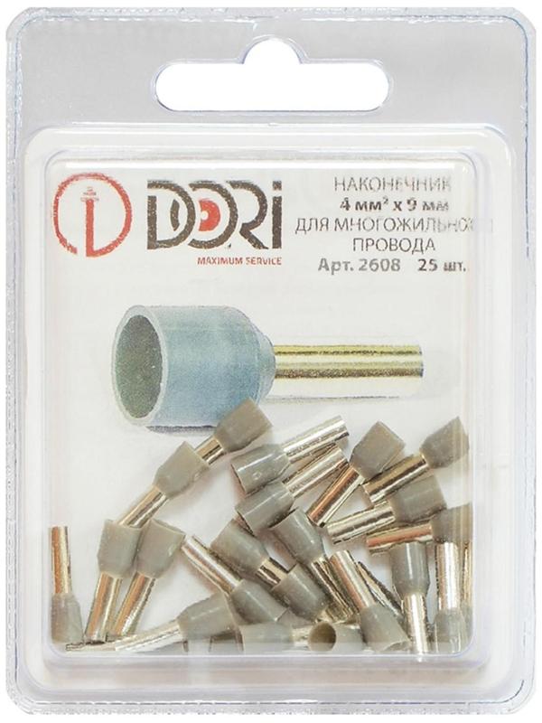 Наконечник DORI втулочный изолированный НШВИ (4х9мм2), 25шт