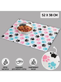 Коврик под миску «Лапки темные», 52х38х0,3см
