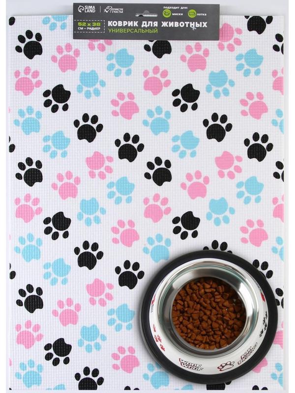 Коврик под миску «Лапки темные», 52х38х0,3см