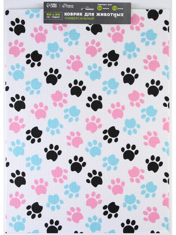 Коврик под миску «Лапки темные», 52х38х0,3см