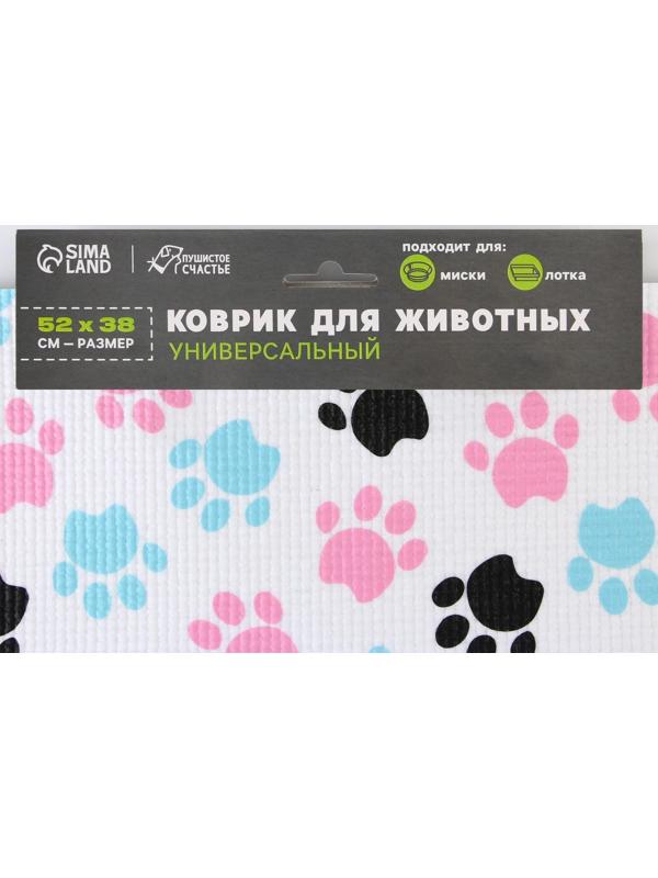 Коврик под миску «Лапки темные», 52х38х0,3см