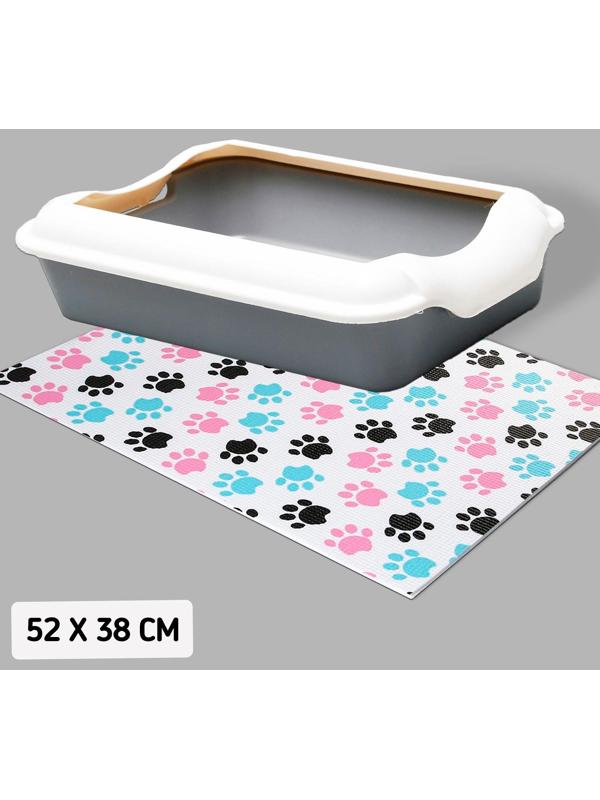 Коврик под миску «Лапки темные», 52х38х0,3см