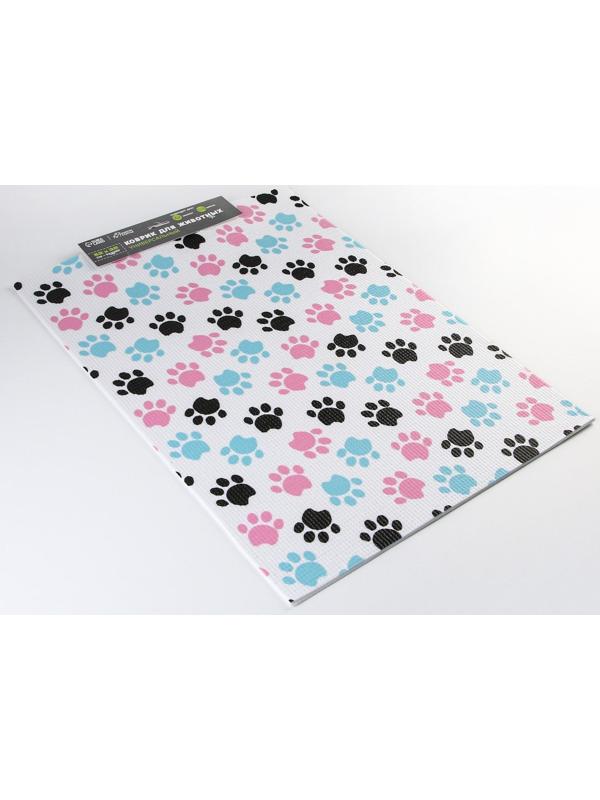 Коврик под миску «Лапки темные», 52х38х0,3см