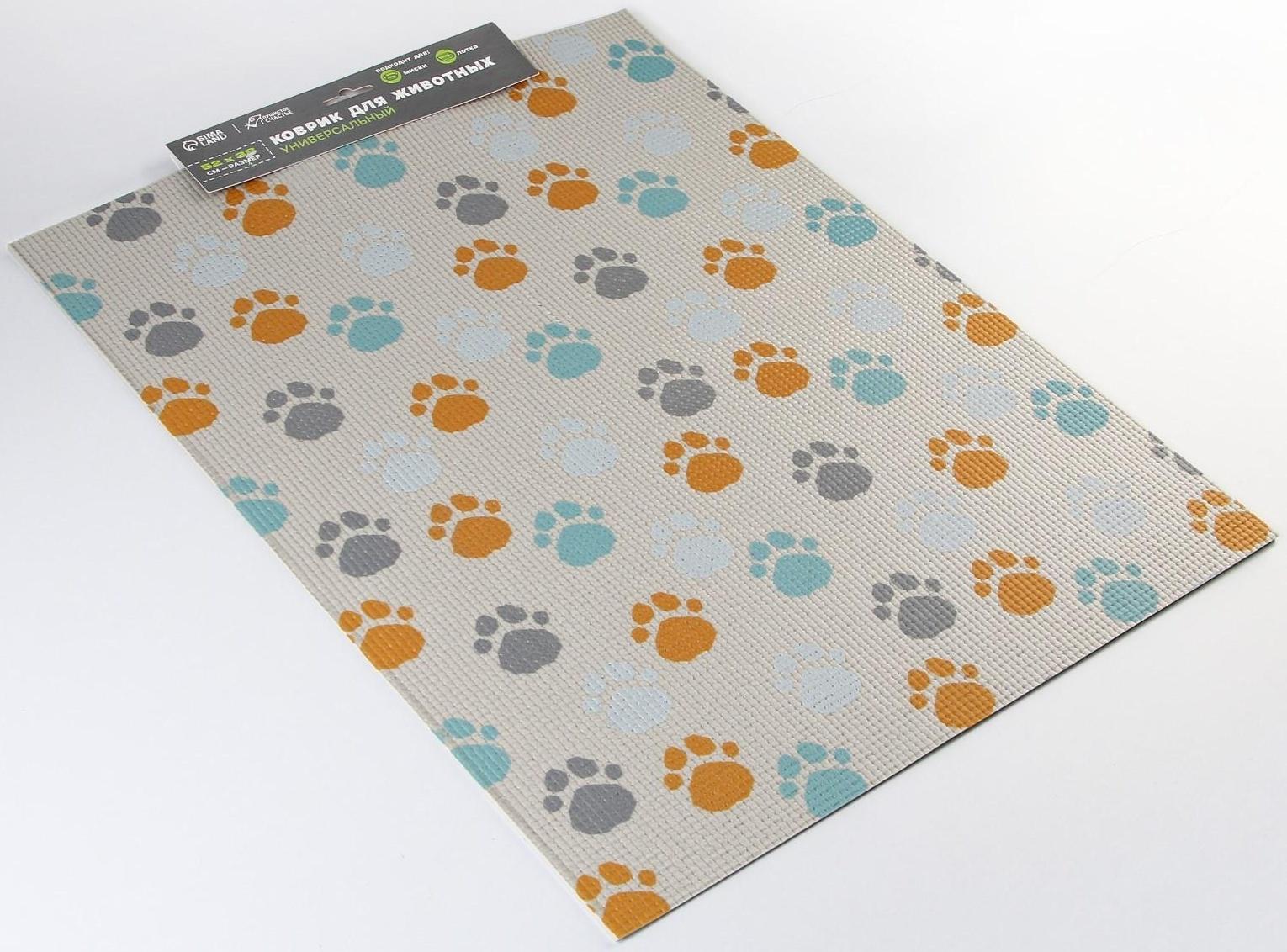 Коврик под миску «Лапки светлые», 52х38х0,3см