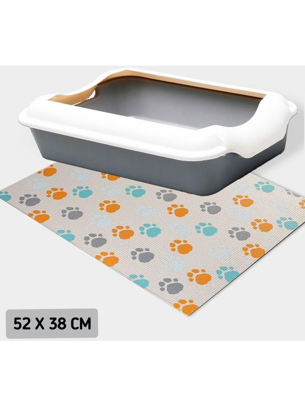Коврик под миску «Лапки светлые», 52х38х0,3см
