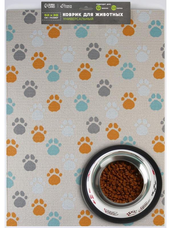 Коврик под миску «Лапки светлые», 52х38х0,3см