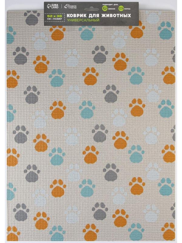 Коврик под миску «Лапки светлые», 52х38х0,3см