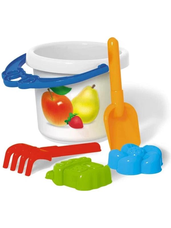 Набор для игры в песке № 122: ведро 0,8 л, совок 19 см, грабли 19 см, 2 формочки