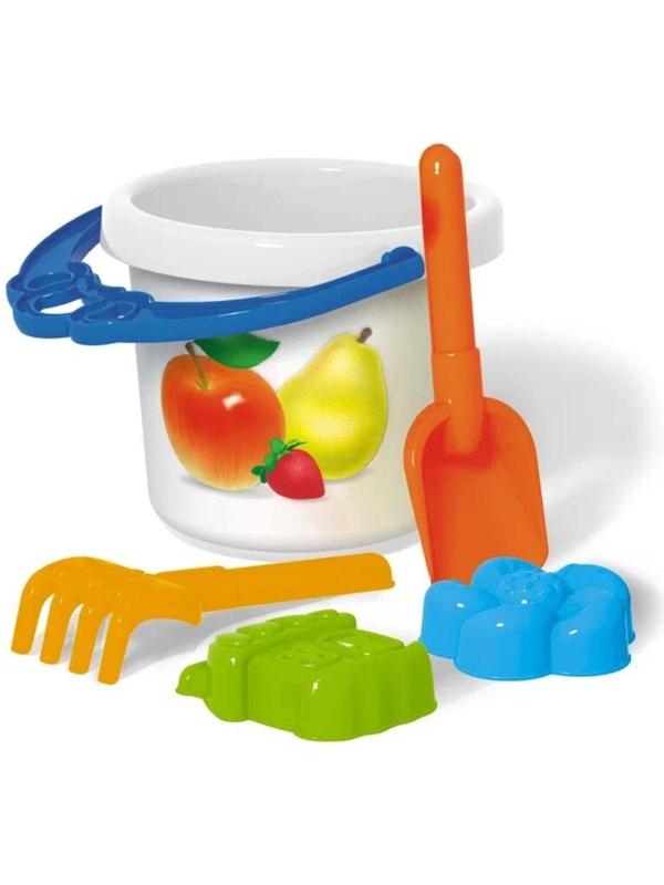 Набор для игры в песке № 122: ведро 0,8 л, совок 19 см, грабли 19 см, 2 формочки